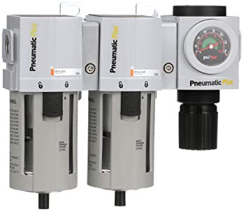 PneumaticPlus PPC4C-N06G StageAir Drying System- Air Particulate 5 Micron Filter, 0.3 Micron Coalescing Filter & Air Pressure Regulator Combo 3/4 NPT,Poly Bowl-Guard, Manual Drain,Embedded Gauge