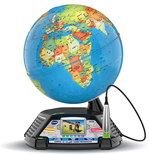 VTech - Genius XL Globe Vidéo Interactif, Globe Terrestre Enfant avec Écran Couleur, Stylet Tactile, 600 Vidéos de la BBC, Jouet Scientifique Éducatif, Cadeau Enfant Dès 7 Ans - Contenu en Français