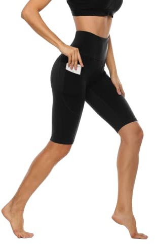 Anwell Damen Kurze Leggings Yoga Shorts mit Handytasche Sporthose Kurz High Waist Fitness Shorts Blickdicht Laufhose