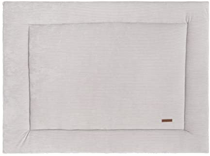 Baby's Only - Laufgittereinlage Sense - Gestrickte Krabbeldecke für Baby - Krabbeldecke mit Teddystoff - Für Jungen und Mädchen - Spieldecke mit Rib Corduroy - 75x95 cm - Kieselgrau