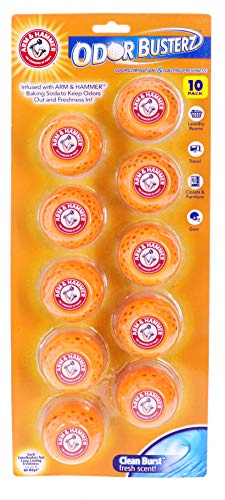 Arm & Hammer OdorBusterz® Odor Eliminator Balls, Clean Burst, 10 Count – Baking Soda Odor Control for Closets, Drawers, Hampers & Small Spaces