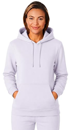 Light & Shade Damen Hoodie Fleece Pullover – Kapuzenpullover mit Tasche und Kordelzug, Sweatshirt Weich Warm für Fitness Gym Freizeit Loungewear (Lavendel, S)