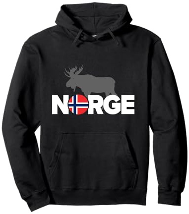 Elch mit Norwegen Flagge für Norge und Skandinavien Urlaub Pullover Hoodie