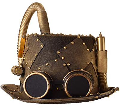 COSDREAMER Unisex Steampunk Zylinder Halloween Kostüm Hut mit Brille Schwarz