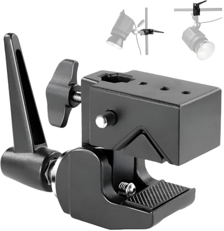 Super Clamp for Photo Studio Cameras, Lights, Umbrellas, Hooks, Shelves, Cross Bars, LED Lighting Photography Video Audio Accessories, Without Stud