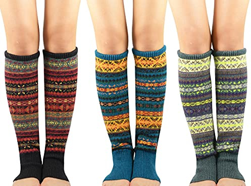 Durio Stulpen Damen Lange Winter Beinwärmer Gestrickt Verdicken Beinstulpen Böhmen
