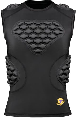 TUOYR Youth Football Padded Shirt Boys Baseball Chest Protector Heart Guard Sternum Protective Sleeveless Vest for Lacrosse Softball and Rugby Girls Rib Protector Undershirt