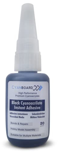 Cyanboard, Pegamento negro de cianocrilato 20 grs. Adhesivo instantáneo negro. Modelismo, maquetas, manualidades, reparaciones.