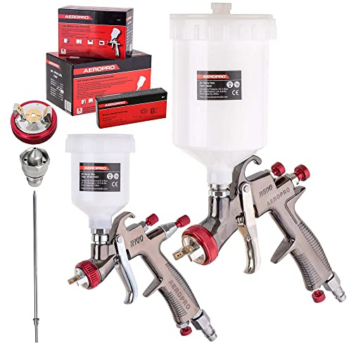 AEROPRO - Pistola per verniciatura LVLP 600 ml, 1,4 mm, 2,0 mm, mini pistola a spruzzo 0,8 mm, ugello