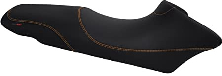 Moto Discovery Funda de Asiento Compatible con Honda XL125V Varadero 2001-2019 Color Negro con Costuras Naranjas