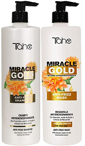 Pack XXL especial antifrizz Champú 1000 Ml + Mascarilla Miracle Gold 1000 Ml (Cabellos gruesos)