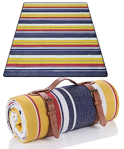 Picknickdecke 150 x 200cm,Farbstreifen Picknickdecke Wasserdicht,Tragbare Extra Große Stranddecke,Campingdecke Sanddichte Isoliert mit Tragegriff,Perfekt für Picknick/Outdoor/Camping/Beach/Park