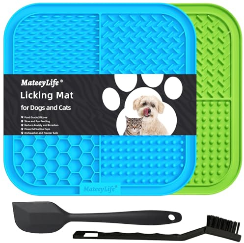 MateeyLife Tapis de Léchage Chiens et Chats avec 77 Ventouse–Favorise Une Alimentation Lente et Réduit l'Anxiété–Idéal pour Le Bain, Le Toilettage et l'Entraînement–Disponible en Bleu Ciel et Violet
