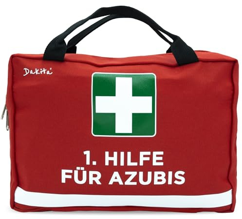 Dakita Erste-Hilfe Tasche für Azubis – Lustiges Geschenk zum Ausbildungsstart oder zur Prüfung – 28×18×8 cm – rot, ohne Inhalt