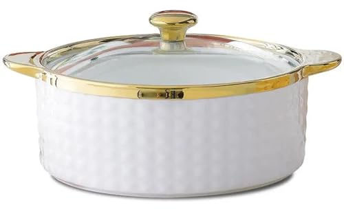 UGCER Ceramic Soup Bowl with Lid and Ladle, Porcelain Serving Soup Tureen for Restaurant Home Kitchen Decoration Dessert Tableware,A