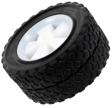 BESPORTBLE Ruote in Gomma Solide e Silenziose per Tosaerba e Carrelli, Ricambio Resistente in Pvc per Giardino e Bidoni, Set 2 Pezzi Diametro 5 Pollici per Uso Esterno