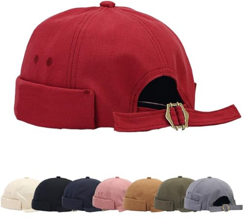 Cotone Cappellino da Portuale Uomo Retro Docker cap Berretto da Motociclista Retro Cotone Docker Hat Cappello Senza Visiera