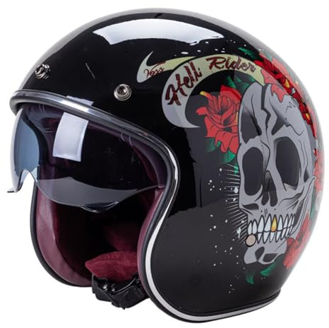 3/4 Vintage Jethelm Motorradhelm Halbhelme Brain-Cap Offenem Helm Mit Sonnenblende Halbschalenhelm Roller-Helm DOT/ECE Zulassung Für Herren Damen Scooter Cruiser 6,XL:61-62CM