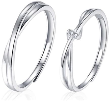 2 Pièces Bague en Argent 925 Élégant Bague Noeud d'amour Zircone Cubique Bague Réglable Argent Bague de Fiançailles Mariage Amitié Alliance Femme, Bagues pour hommes et femmes