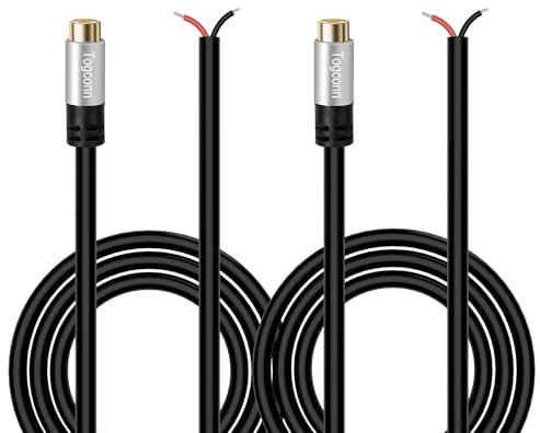 RCA Speaker Cable (2 Pack 20AWG 4 feet), RCA Female to Bare Wire Adapter, Repair Audio Speaker Cords