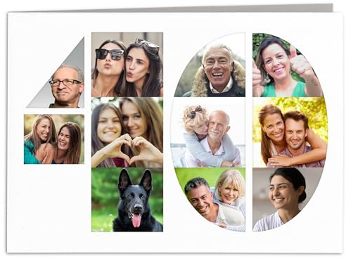 Geburtstagskarte 40. Geburtstag perosnalisierte Fotocollage Karte zum Geburtstag Geschenkkarte Frau Mann Grußkarte Klappkarte mit Umschlag 14,8 x 10,5 cm