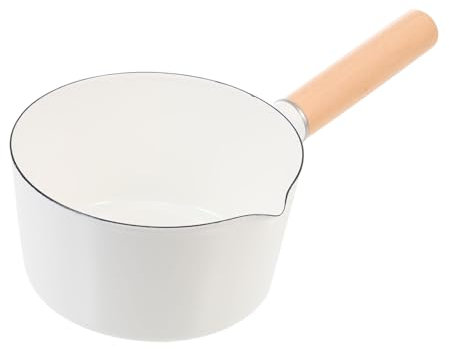 BEBEMOKO Casseruola Smaltata Da 14 Cm, Pentola Per Alimenti Assistita Per Ragazzo Ragazza, Fondo Piatto Per Riscaldamento Uniforme, Facile Da Pulire, Per Latte, Zuppe e Pappa in Casa
