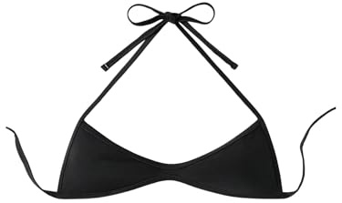 SOLY HUX Women's Halter Neck Bikini Top Sleeveless Tie Back Swim Tops Cheeky Beachwear Pure Black X-Small
