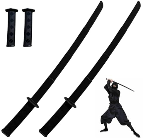 HQRKOTM 2 Piezas Espada Ninja, Katana, Espada Samurai, Katana Deadpool, Juguete de Samurai Retráctil de Plástico para Fiesta Temática, Carnaval (Negro)
