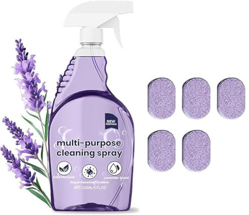 Potente detergente spray per forno, rimuove grasso e macchie istantaneamente, spray detergente multiuso, con compressa di pulizia concentrata (1, flacone + 5 pastiglie di pulizia)