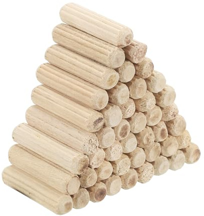 PATIKIL Paquete De 120 Clavijas De Madera De 3/16 X 4/5 5 X 20 Mm | Clavijas De Madera Estriadas Barras Con Ranura Recta, Para Proyectos De Artesanías Y Muebles