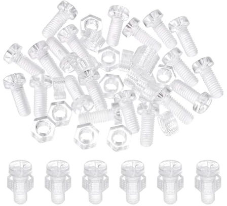 sourcing map Selbstschneidende Schrauben und Sechskantmuttern aus transparentem PC-Kunststoff, M5 x 12 mm, 20 Stück, Kreuzschlitz-Rundkopfschrauben für Maschinenzubehör, transparent