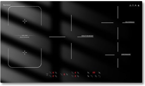 Karinear Piano Cottura a Induzione 5 Fuochi, 7200W Piano Cottura Elettrico Incasso con Toccare, 90cm Premium Piastra a Induzione Cablaggio con Flex Zone, Timer, Booster, Pausa, 220-240V