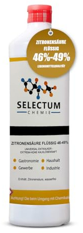 1 Liter pure Reine Citronensäure | Flüssiger Bio-Entkalker für Küche & Bad | Effektiv gegen Kalkablagerungen | 100% natürliche Inhaltsstoffe | Lebensmittelsauber