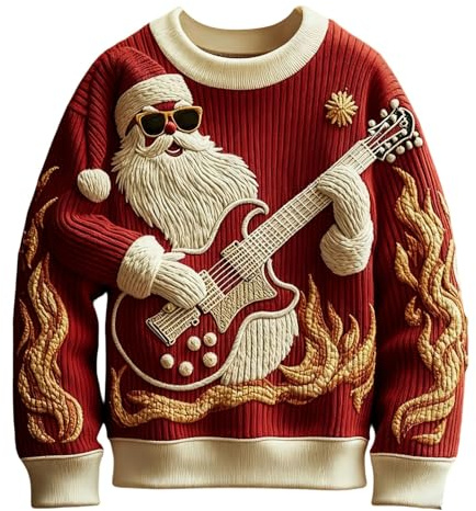 Jultröja för män, jul, sweatshirt med rund hals, pullover, mode, 3D-tryck, ful jultröja, rolig ledig långärmad skjorta, julfest stil kostym, A7, L