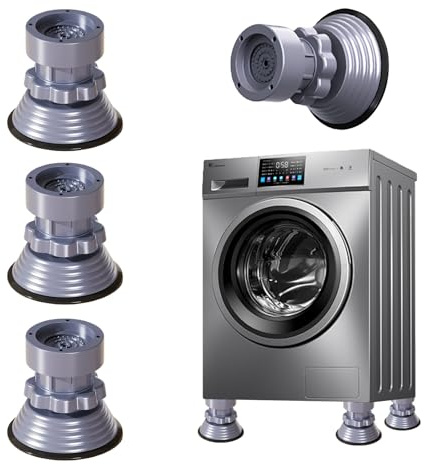 Schwingungsdämpfer Waschmaschinen 4 Stück Waschmaschinen und Trockner Untergestell Unterlage, 8,5-12 cm Verstellbar Vibration Dämpfer Pads, Waschmaschine Rutsch Stop für die Waschmaschine
