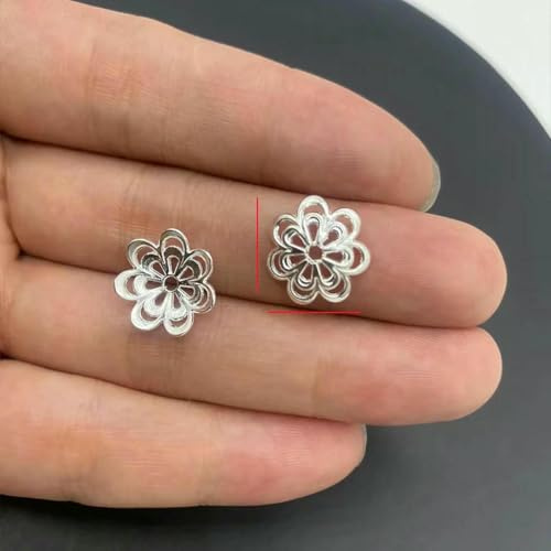 20-40pcs Silver Flower Holder Partition Bead Cap Bead Holder Cap DIY Step Shaking Hairpin Hairpin Crown Accessories V149-34-20pcs