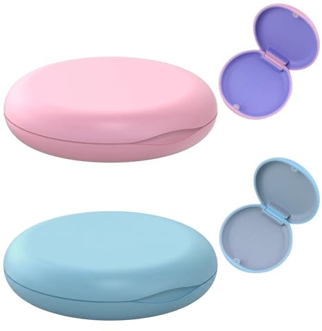2 lådor för tand- och justeringsapparat, kompatibla med Invisalign, för osynliga apparater, tandproteser, justerare, munskydd, bruxism, blå och rosa