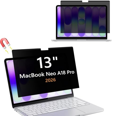 Hinnwer Magnétique Filtre de Confidentialité pour MacBook Neo 13 Pouces 2026 (A18 Pro Chip), Filtres d'écran pour Ordinateur Portable, Amovible, Anti-Espion, Anti-éblouissement, Anti-Rayures