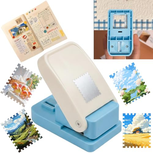 Perforatrice Rettangolare per Francobolli in Lega di Zinco 2,6x2,1cm | Creative Perforatrice Taglia Francobollo, Francobollo Punch Punzonatrice a Leva per Scrapbooking, Album, Decoupage