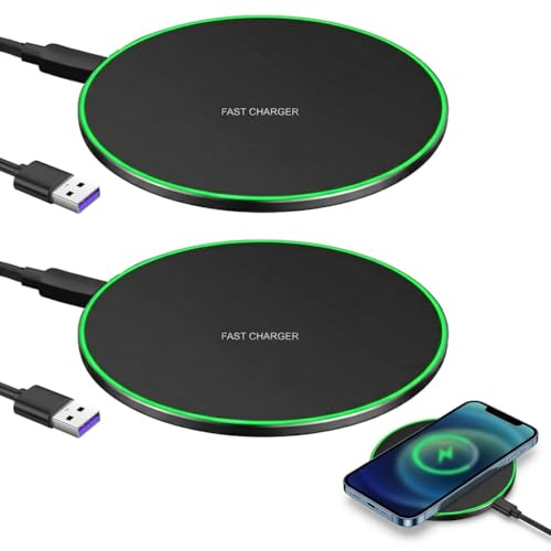 2 Stück 35W Induktive Ladegerät Schnelles Qi Ladegerät Wireless Charger | Schnelles Kabelloses Ladegerät Pad kompatibel mit iPhone 17 16 15 14 13 12 Pro Samsung Galaxy S24 S23 S22 Ultra AirPods Pixe