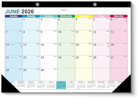Calendario da parete 2026-2027, 19, mensile, formato A3, calendario familiare da giugno 2026 a dicembre 2027, carta spessa da 120 g/m², blocchi grandi a righe, perfetto per pianificare casa o ufficio