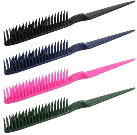 4 Pack 3 Row Comb, Three Row Comb for Curly Hair, Bristle Styling Brush
