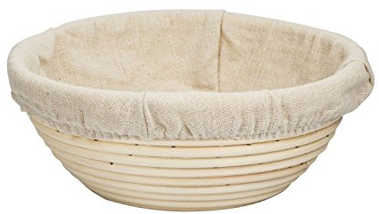 MEETOZ 11.8 inch Round Banneton Brotform Bread Dough Proofing Rising Rattan Handmade Basket with Linen Liner Cloth - 30 x 8cm