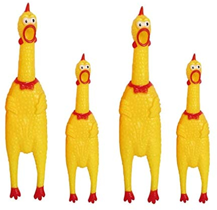 ProLeo 4 Stück Schreiend Hühner Spielzeug Gelb Quietschen Gummi Spielzeug Neuheit und Dauerhaft, Dekompression Werkzeug Gadgets