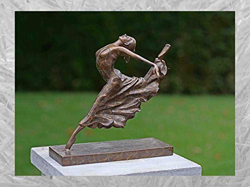 IDYL Bronze-Skulptur Ballerina | 23x18x23 cm | Klassische Bronze-Figur handgefertigt | Gartenskulptur oder Wohnbereich-Dekoration | Hochwertiges Kunsthandwerk | Wetterfest