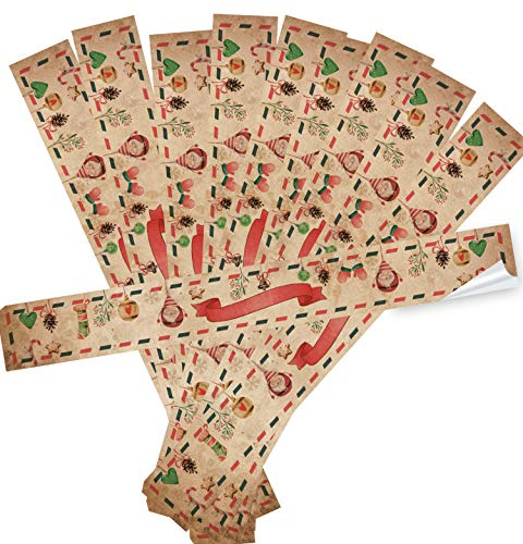 25 Weihnachts Sticker XXL 5 x 42 cm rot natur grün Extra große Aufkleber für Verpackung und Pakete hochwertig Made in Germany Logbuch-Verlag