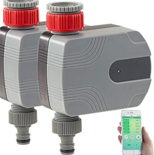 Royal Gardineer Wasserhahn, Bluetooth: 2er-Set Bewässerungscomputer mit Bluetooth und App-Steuerung (Bewässerungscomputer per App, Gartenbewässerungen, Gartenschlauch)