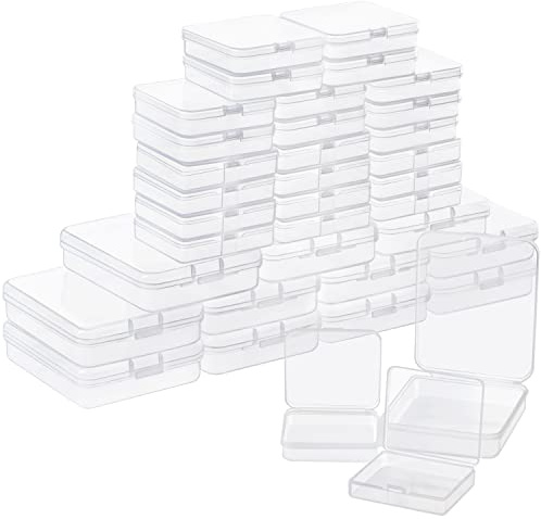 BELLE VOUS 36 Stk Durchsichtige Boxen Kunststoff Aufbewahrungsbox mit Klappdeckel - Kleine, Mittlere und Große Boxen - Stapelbare Aufbewahrungsboxen Klein für Pillen, Perlen und DIY-Bastelartikel