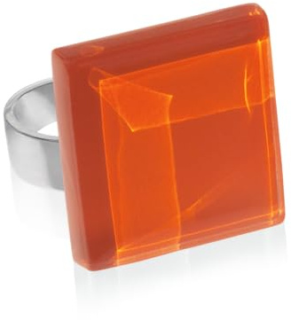 ALEXASCHA Statement Ring mit Stein rot (20mm) • Geburtsstein Schmuck Geometrisch • Edelstahlring größenverstellbar (min. Ø 19mm) • handgemacht & nachhaltig