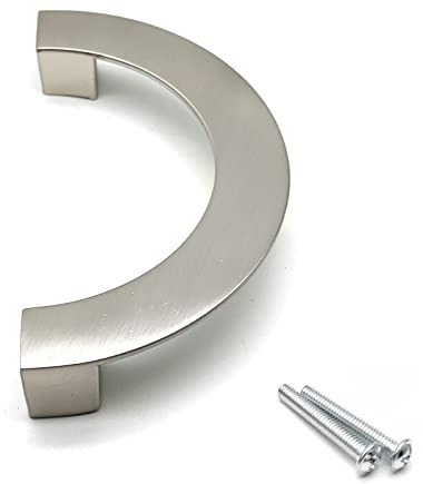 Susenya - Maniglie a mezza luna, in lega di zinco con viti, maniglie a semicerchio, per armadietto, 12,8 cm, colore: argento spazzolato